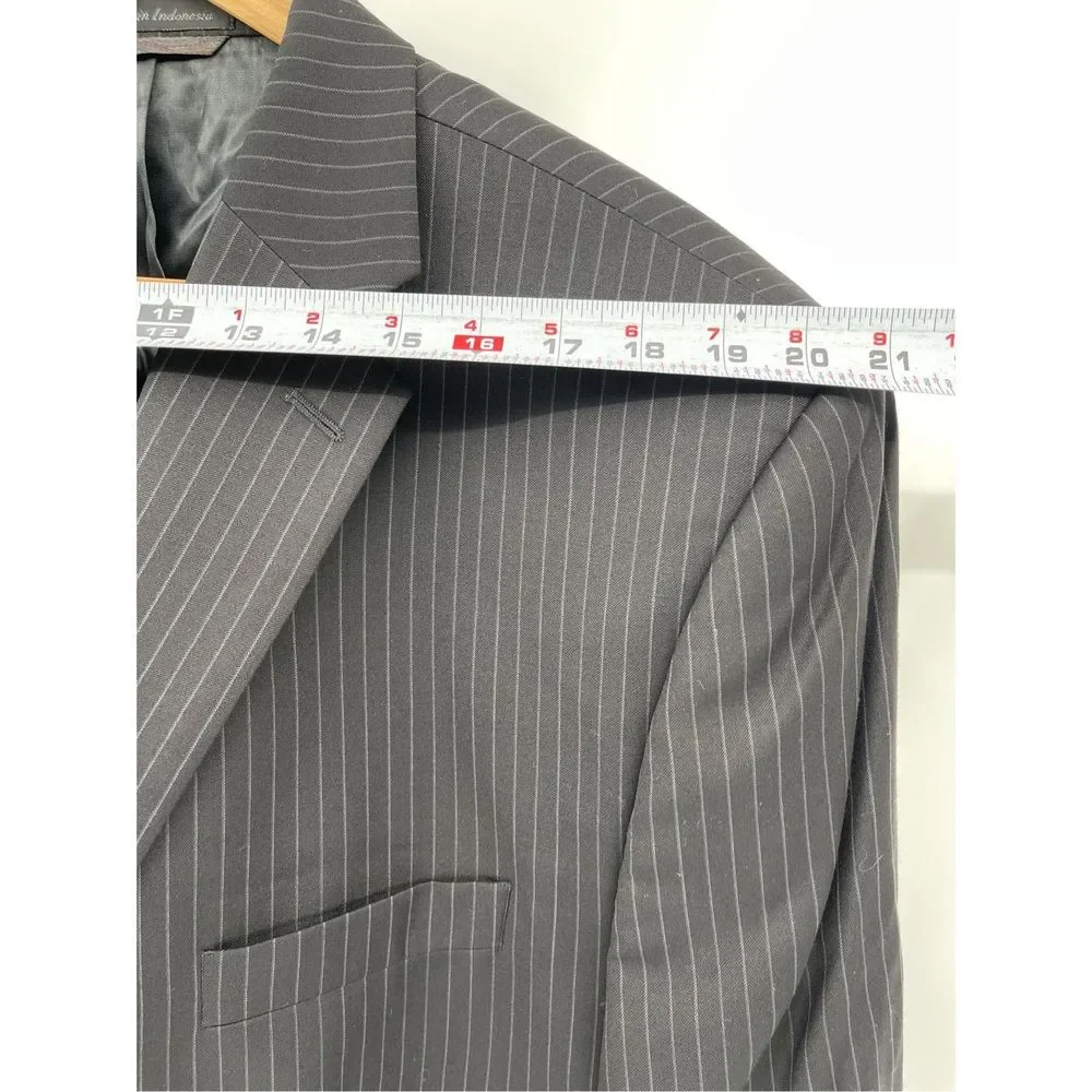Lauren Ralph Lauren Blazer Sport‎ Coat Suit Jacket Men 52 R Black Striped Wool